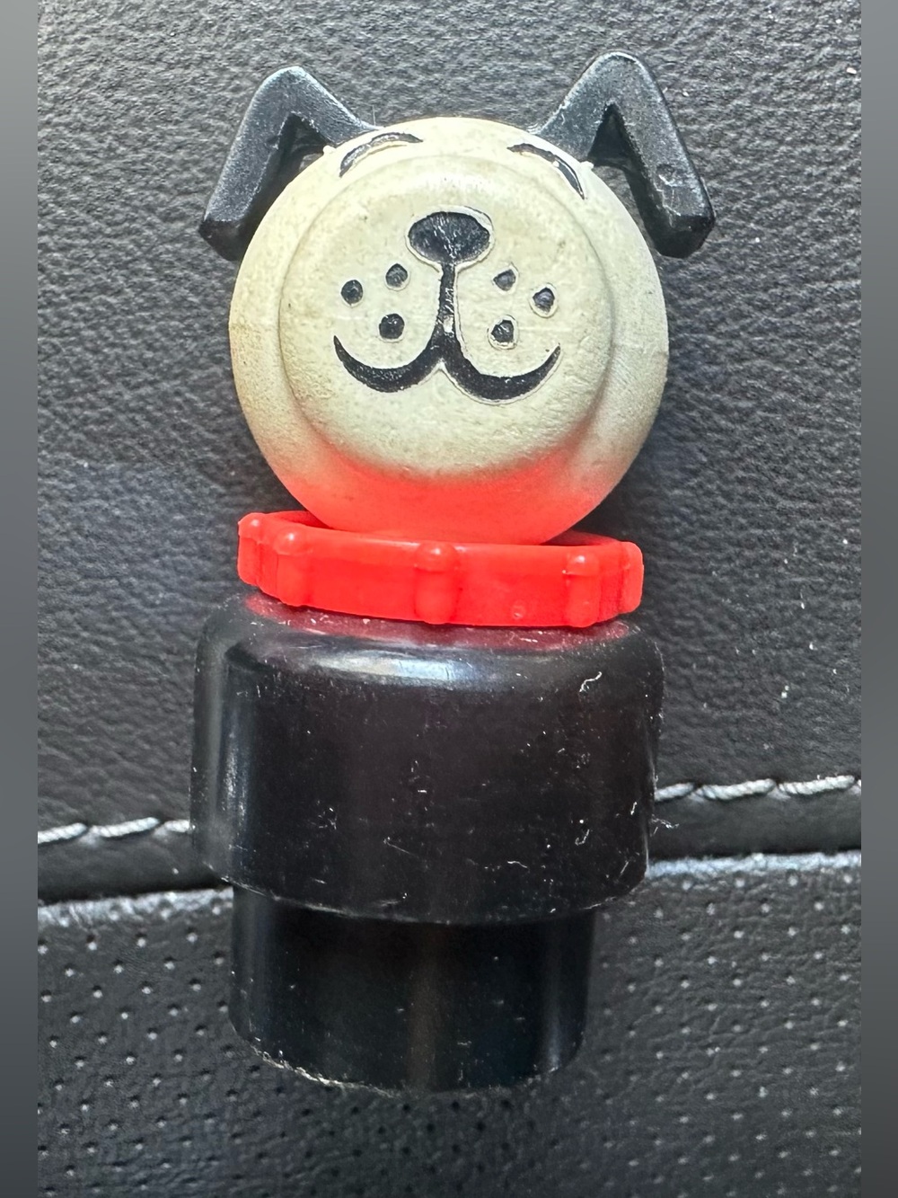 Vintage Fisher-Price Little People dog Lucky Dog Black and White Red Collar